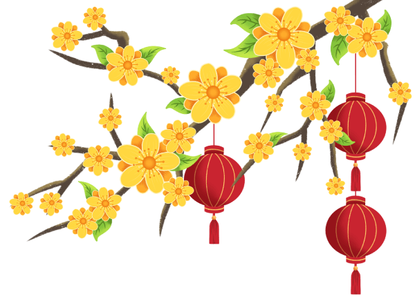 Trang trí đón tết cho blog/website bằng hình ảnh câu đối, cành mai